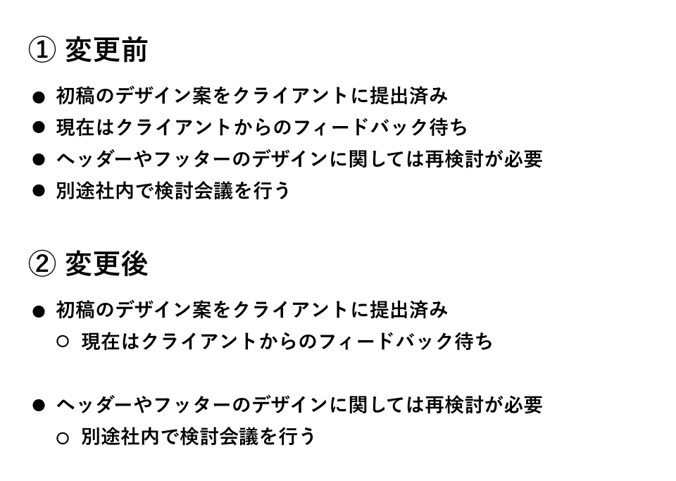 例文 - 階層構造を持った箇条書きを意識する